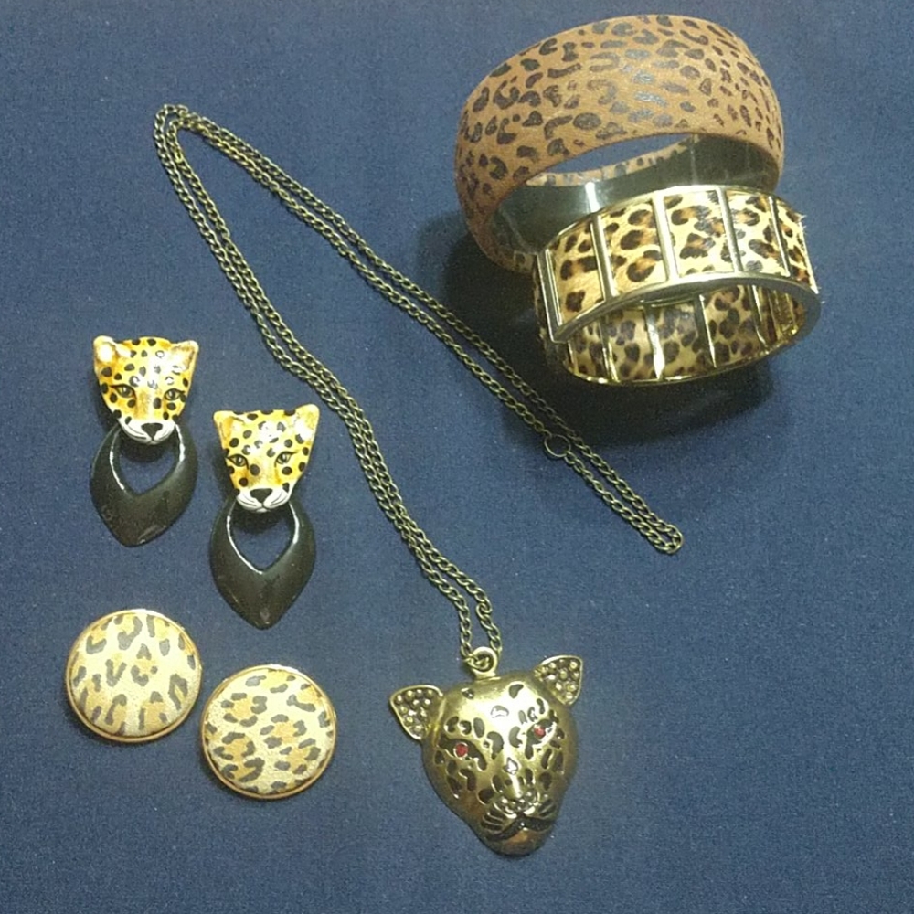 🌲. 4 FOR $20. Necklace, 2 Pair Earrings & 2 Bracelets Animal Print - Picture 1 of 6